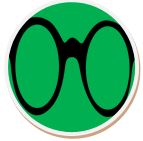 Glasses with green background