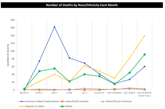 Number of Deaths by Race/Ethnicity Each Month